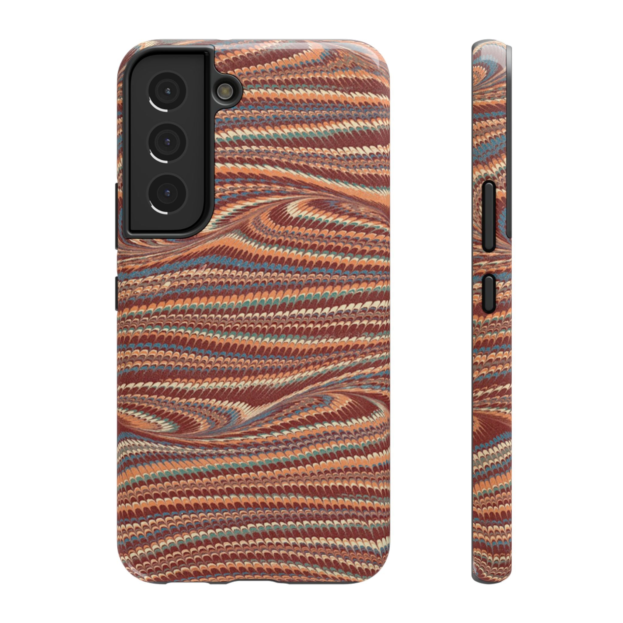 Neutrals Burgundy, Beige, Rust Hues Italian Vintage Marble Design Phone Case for Apple + Samsung