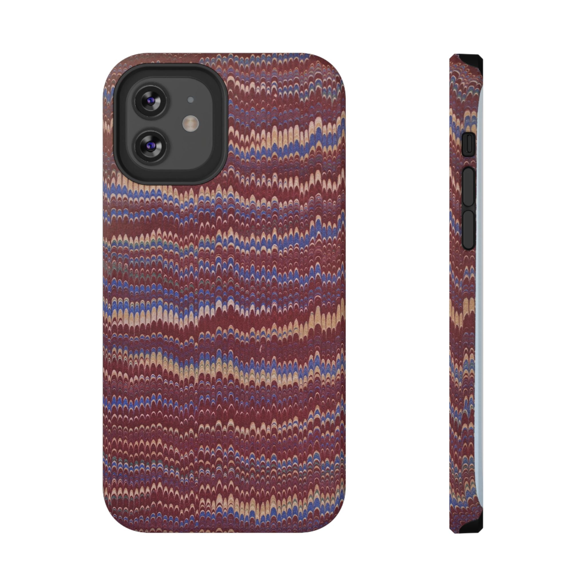Burgundy and Blue Hues Italian Vintage Marble Design Phone Case for Apple + Samsung