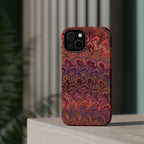 Mag Safe Marble iPhone Case - Red, Burgundy, Lavender & Gold Impact-Resistant