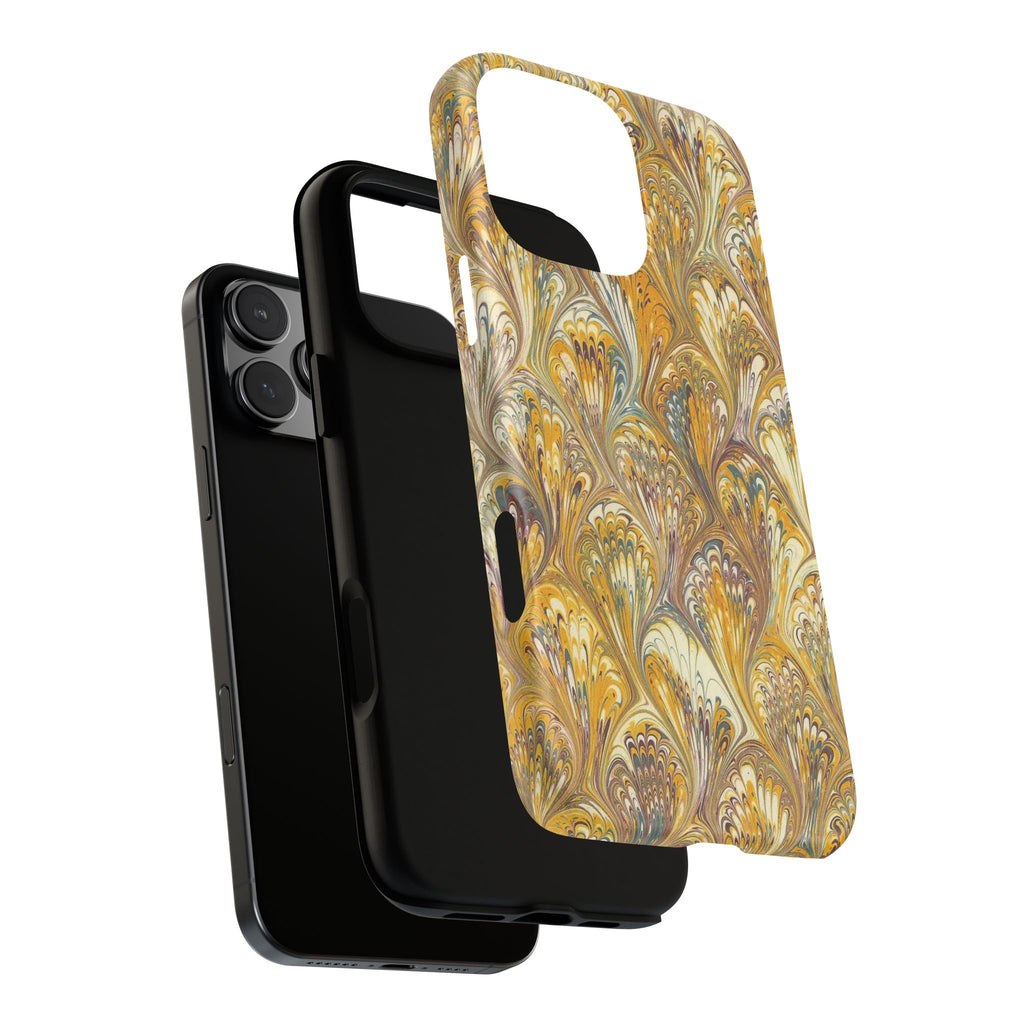 Golden Yellow Marbled Italian Phone Case - Dual Layer - Matte or Glossy