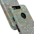 Blue and Green Feather Marbled Phone Case — Dual Layer - Tough Protective Phone Cover