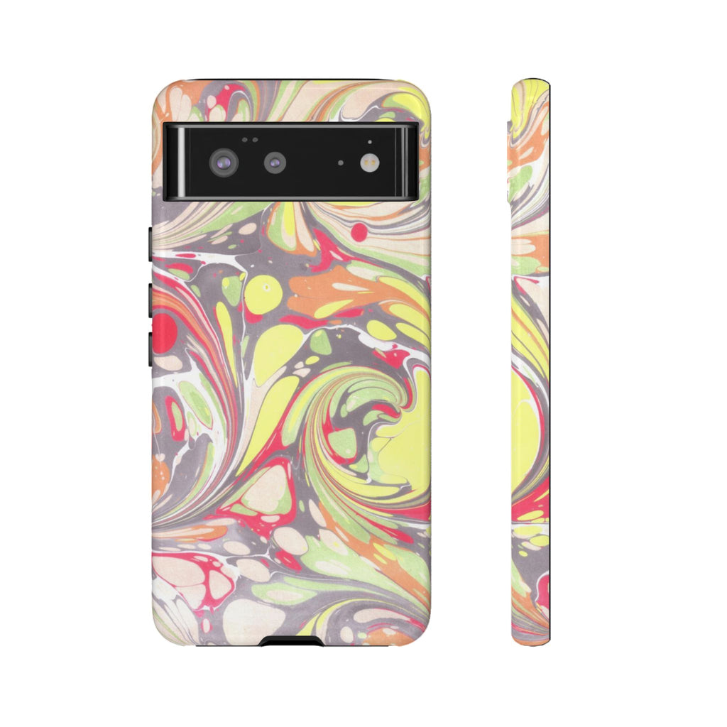 Yellow and Pink Swirl Marbled Italian Phone Case - Dual Layer - Matte or Glossy