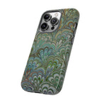 Green Marbled Peacock Durable Phone Case - Matte or Glossy
