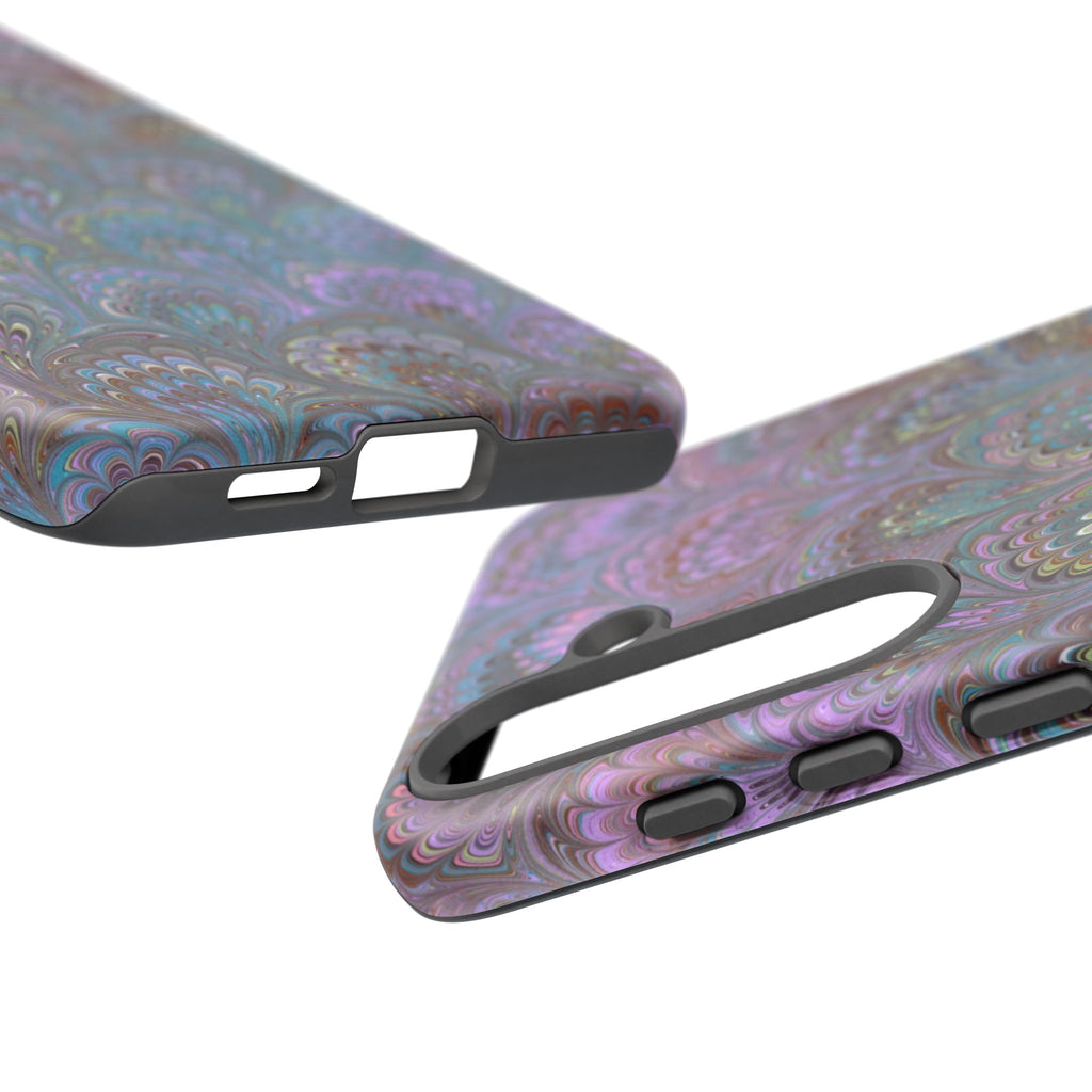 Lavender Marbled Peacock Durable Phone Case - Matte or Glossy