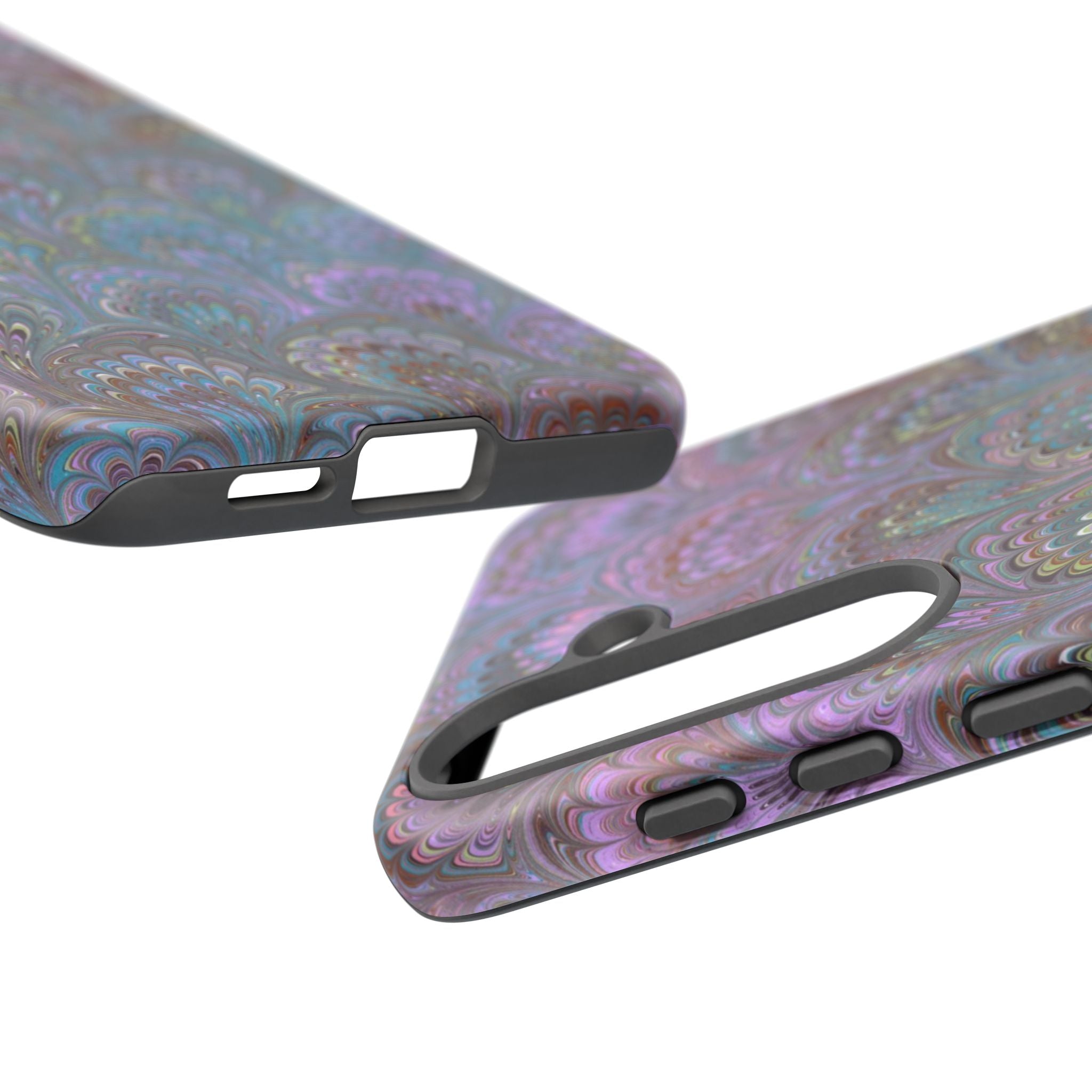 Lavender Marbled Peacock Durable Phone Case - Matte or Glossy