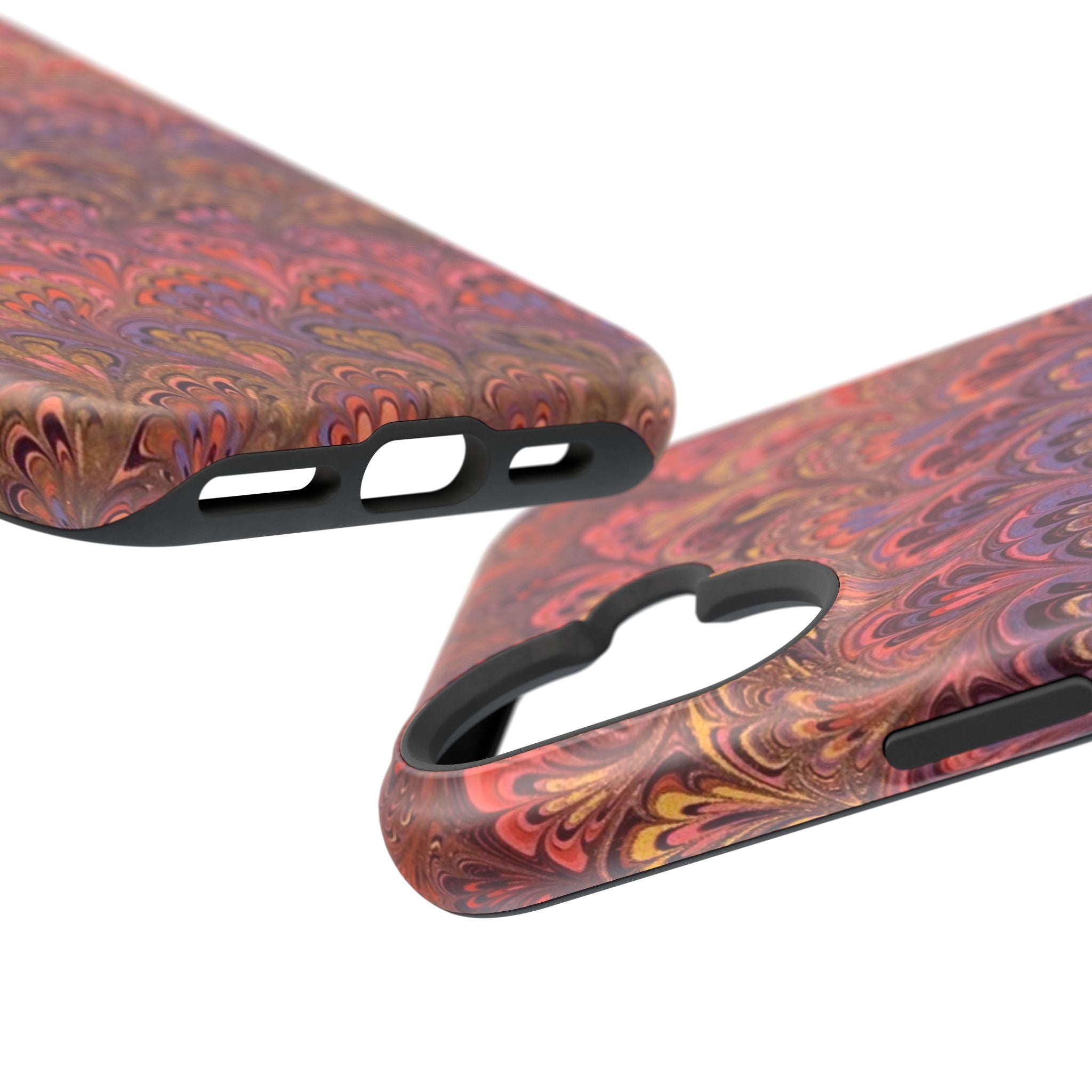 Mag Safe Marble iPhone Case - Red, Burgundy, Lavender & Gold Impact-Resistant