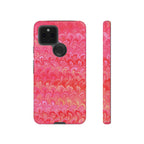 Pink and Gold Marbled Peacock Durable Phone Case - Olive Green and Brown - Matte or Glossy