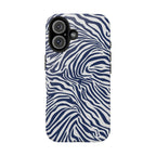 Zebra Print Navy + White - Dual Layer Phone Case