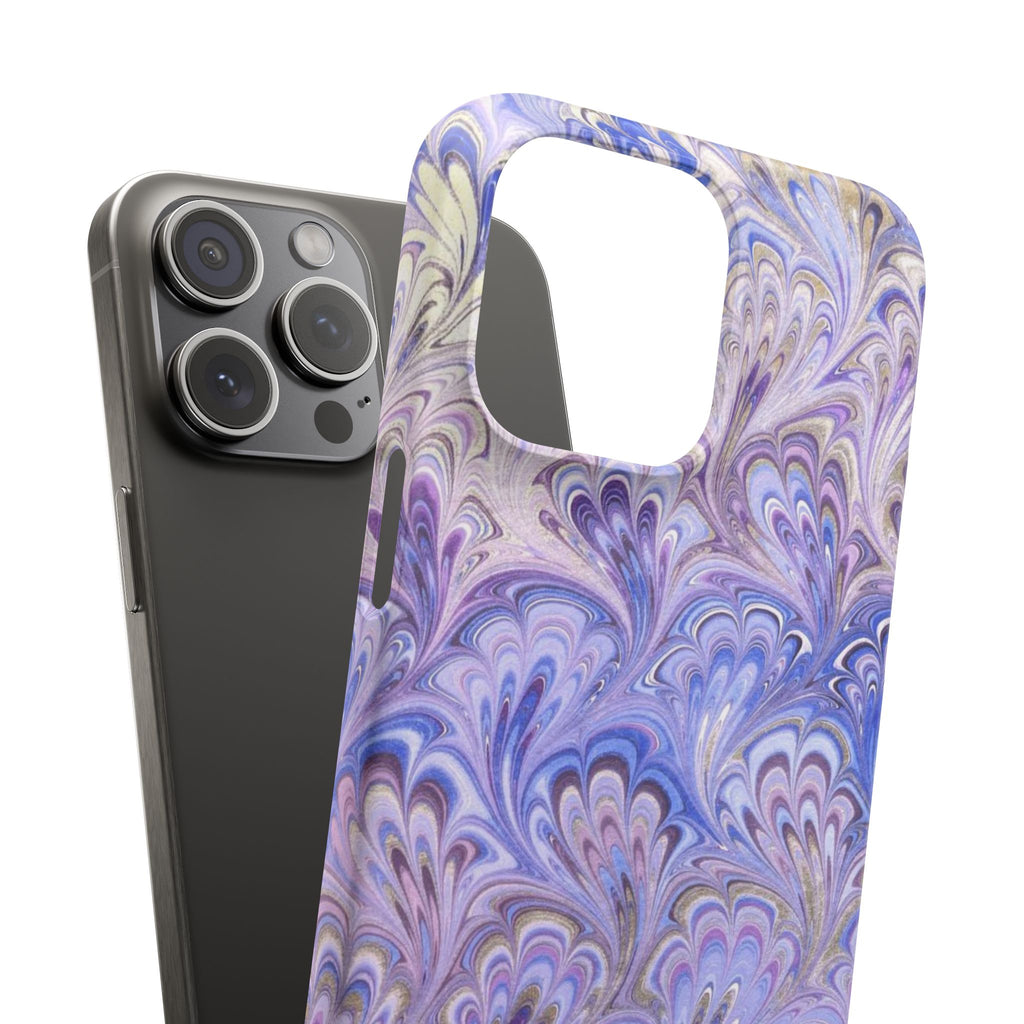 Marbled Feather Lavender + Purple Swirl - Single Layer Slim Phone Case