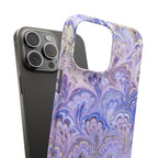Marbled Feather Lavender + Purple Swirl - Single Layer Slim Phone Case