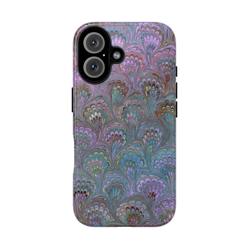 Lavender Marbled Peacock Durable Phone Case - Matte or Glossy