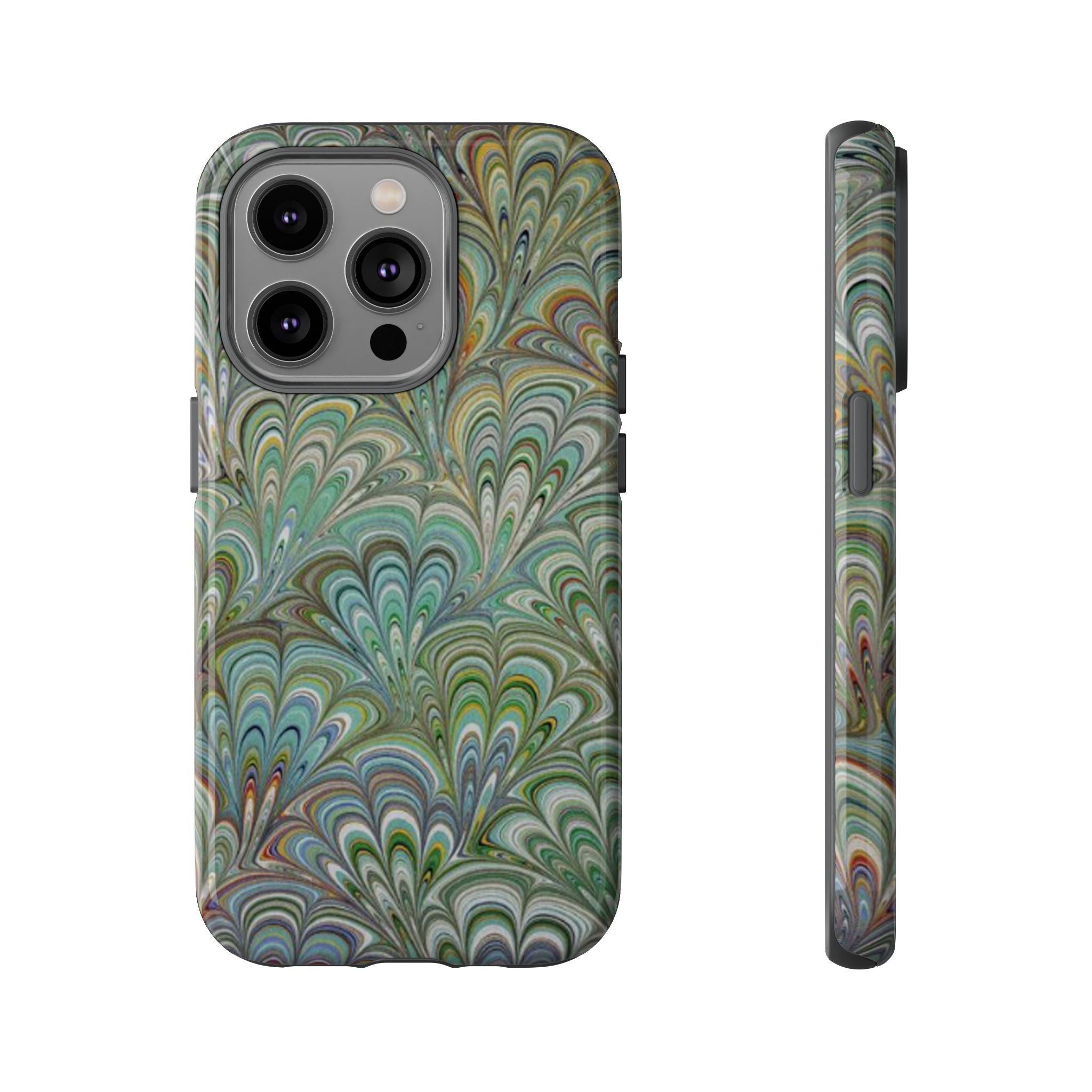 Green Peacock Marbled Phone Case — "Tough Cases" Ultra-Tough Protective Cover