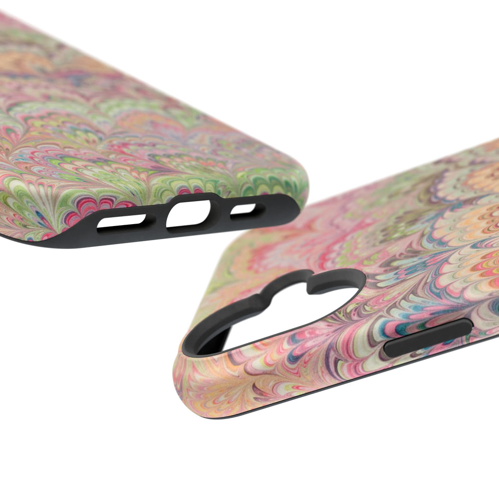 Marbled Pastel Pink and Green Impact-Resistant Phone Case for Apple + Samsung
