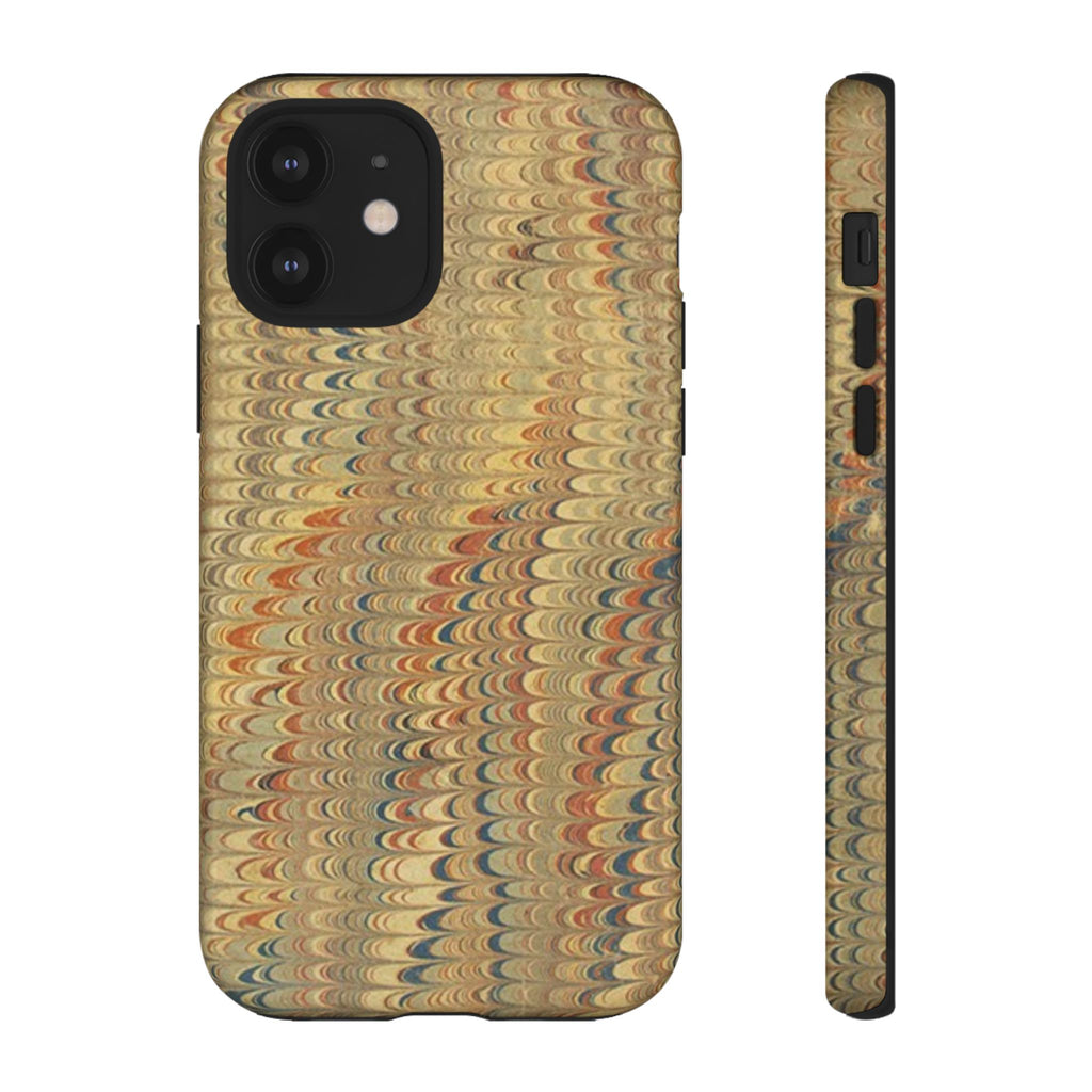 Beige and Blue Marbled Durable Phone Case - Dual Layer - Matte or Glossy