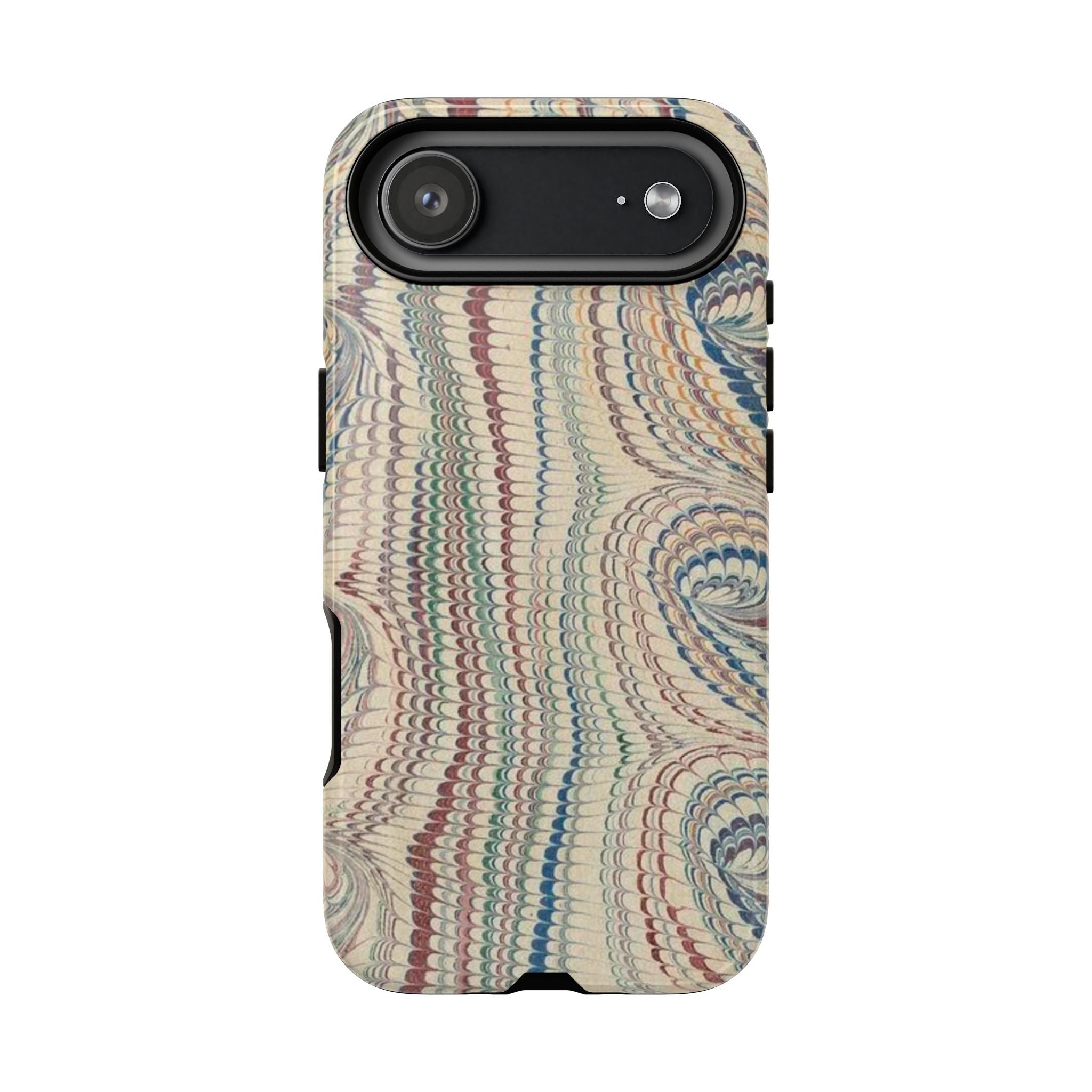 Beige Multi-Color Feather Vintage Italian Marble Design - Dual Layer Phone Cases