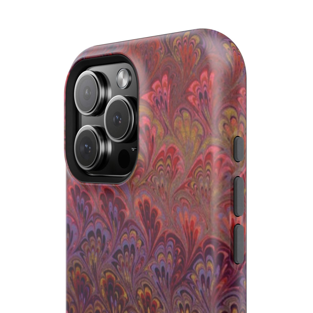 Red, Burgundy, Lavender Italian Peacock Feather Design Phone Case