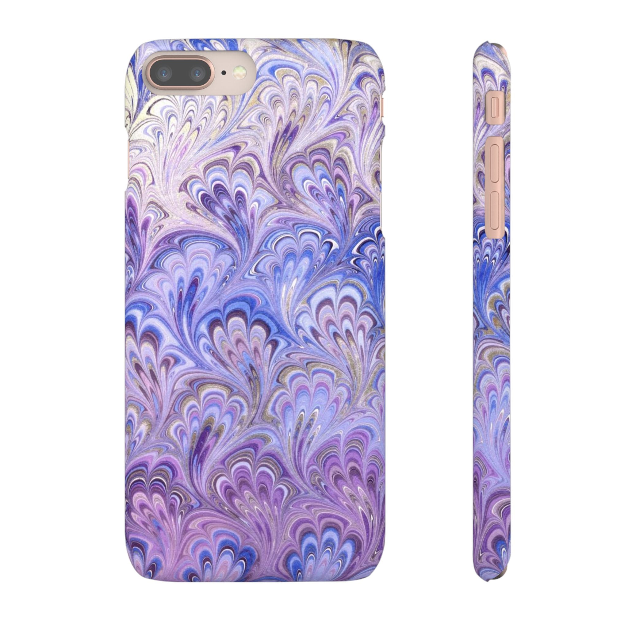 Marbled Feather Lavender + Purple Swirl - Single Layer Slim Phone Case