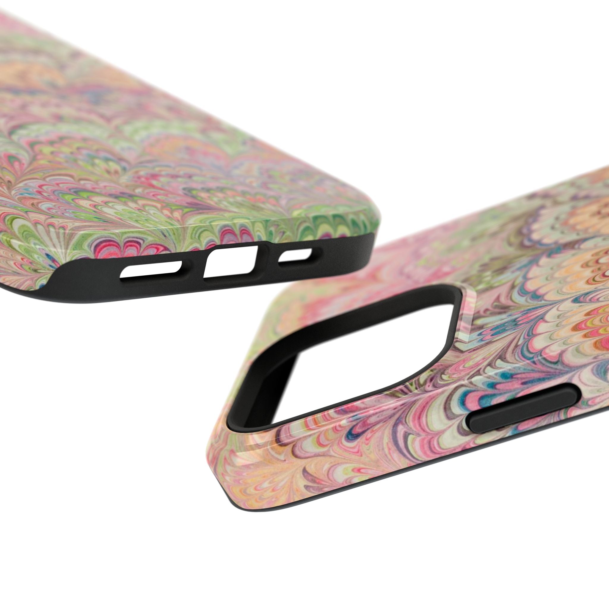 Marbled Pastel Pink and Green Impact-Resistant Phone Case for Apple + Samsung