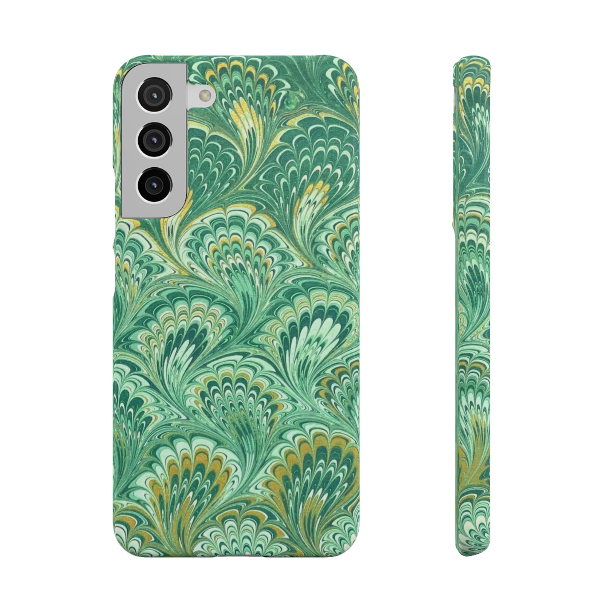Marbled Feather Green Swirl - Single Layer Slim Phone Case