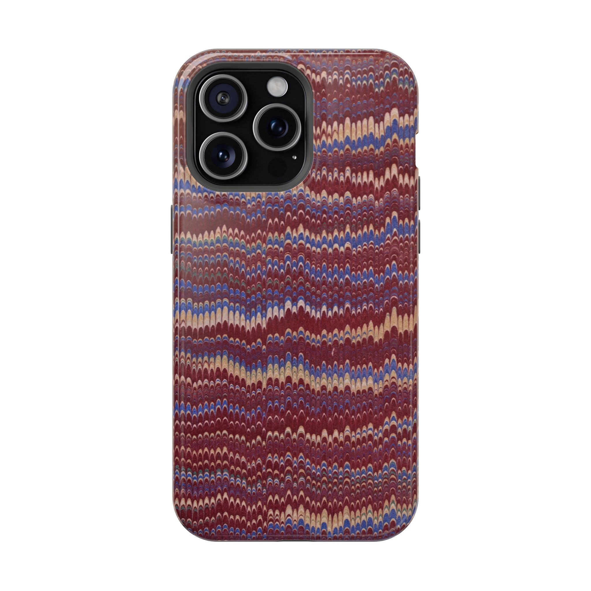 Burgundy and Blue Hues Italian Vintage Marble Design Phone Case for Apple + Samsung