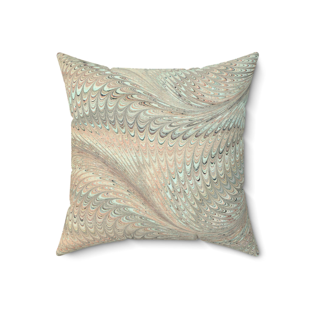 ITALIAN MARBLE Mint Green and Beige Square Pillow includes Pillow, Hidden Zipper