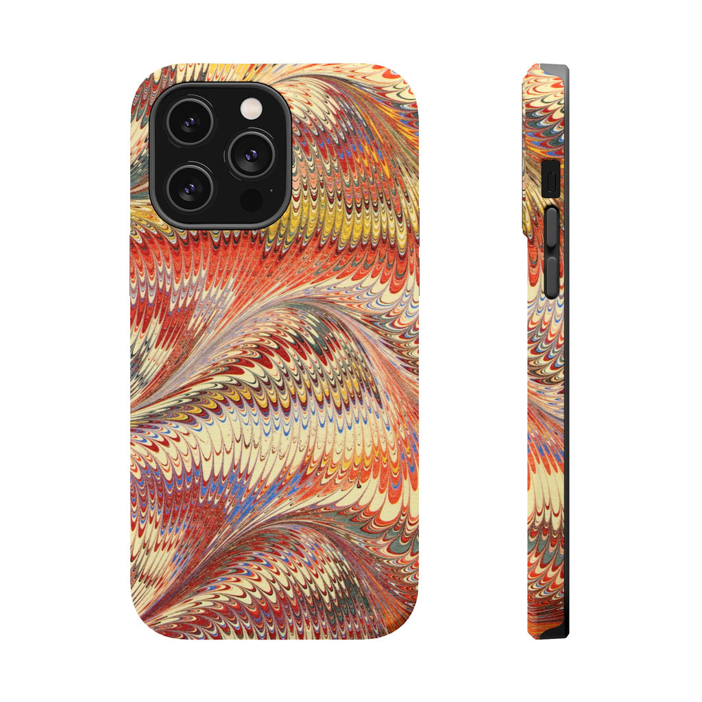 Rust + Gold Italian Marbled Design Magnetic MAG SAFE - Dual Layer Case - Glossy or Matte