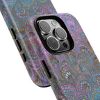 Lavender Marbled Peacock Durable Phone Case - Matte or Glossy