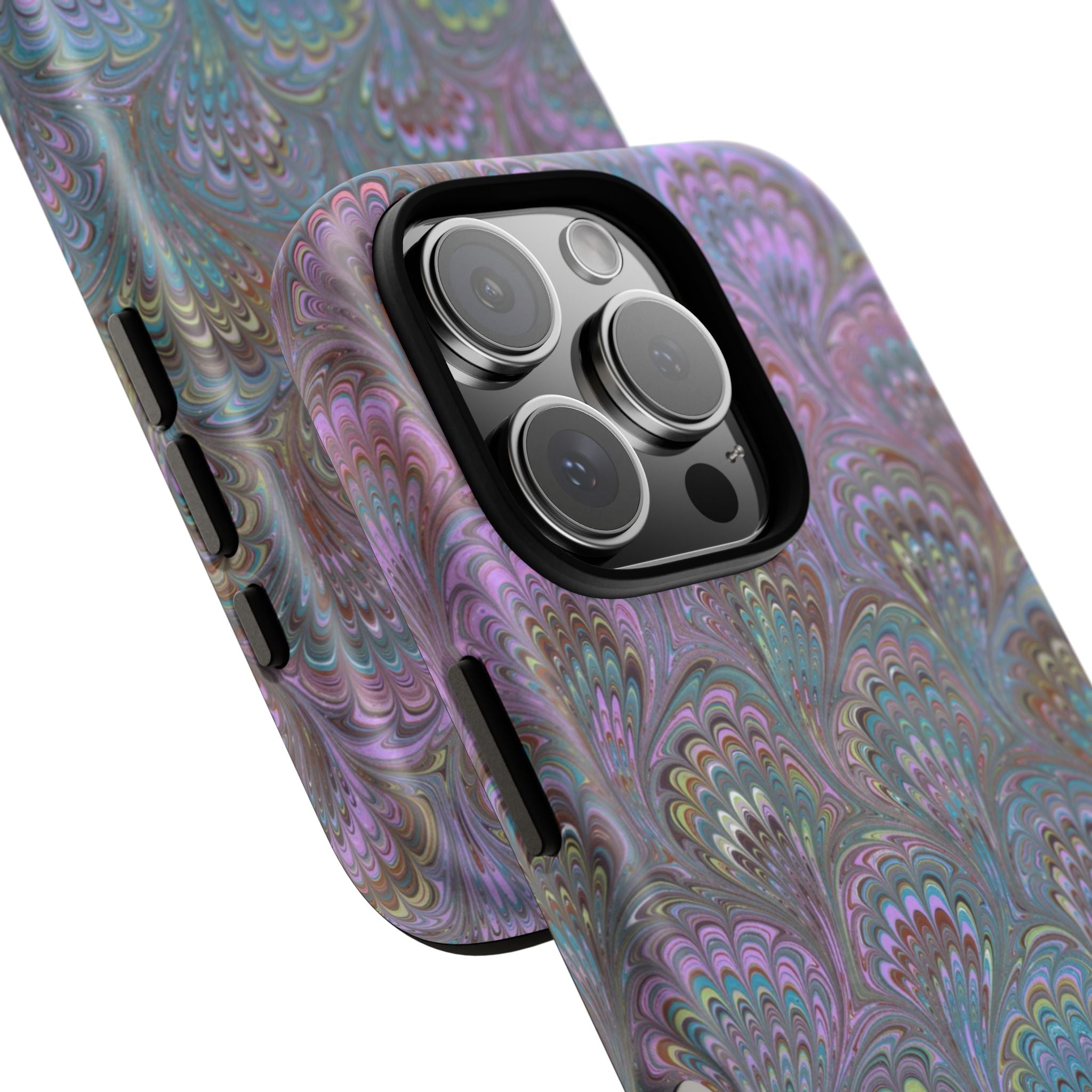 Lavender Marbled Peacock Durable Phone Case - Matte or Glossy
