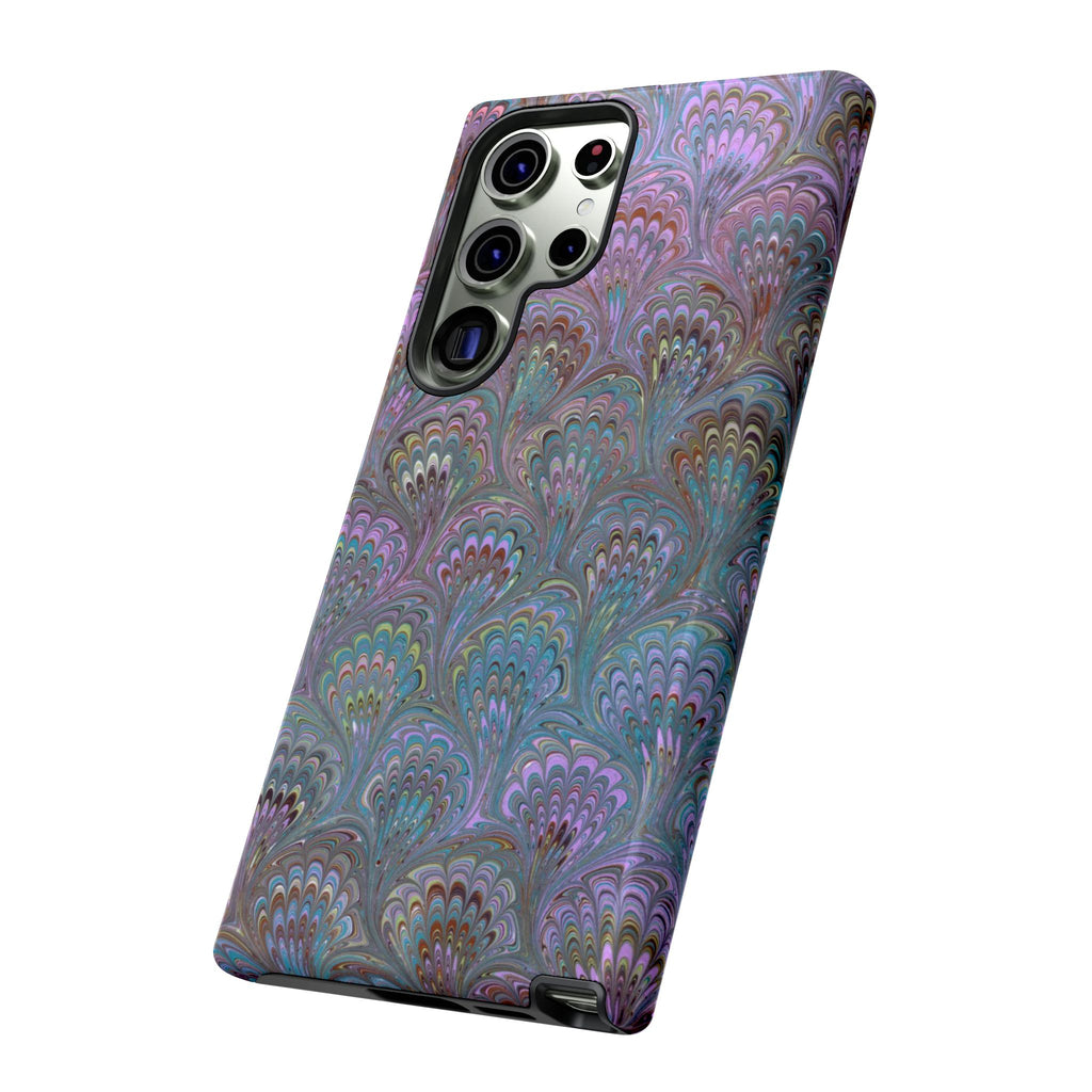 Lavender Marbled Peacock Durable Phone Case - Matte or Glossy