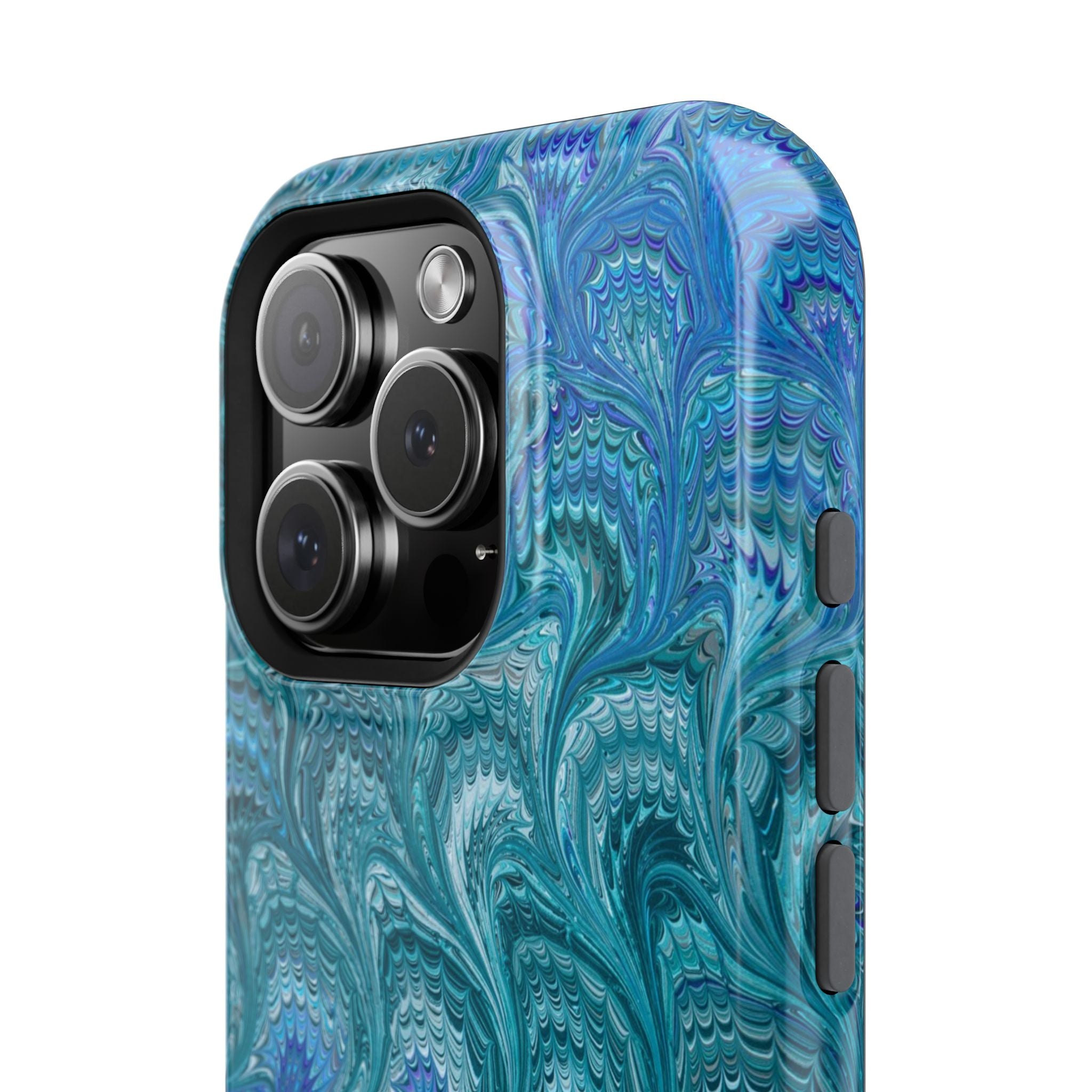 Aqua, Blue, Green Marble - Impact-Resistant Durable - Dual Phone Case Design