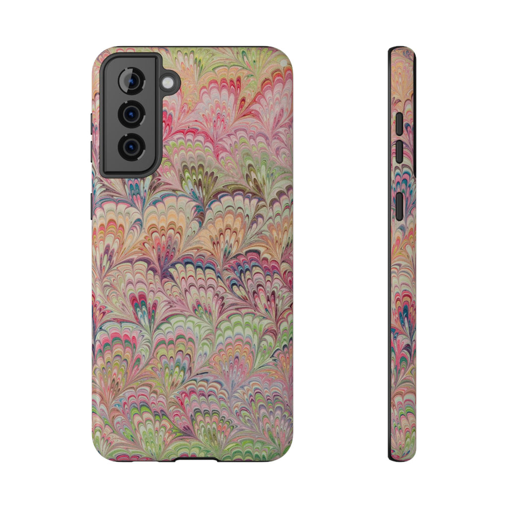 Marbled Pastel Pink and Green Impact-Resistant Phone Case for Apple + Samsung