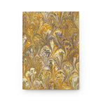Golden Yellow Hand-Painted Italian Feather Marble Design on Hardcover Journal Matte
