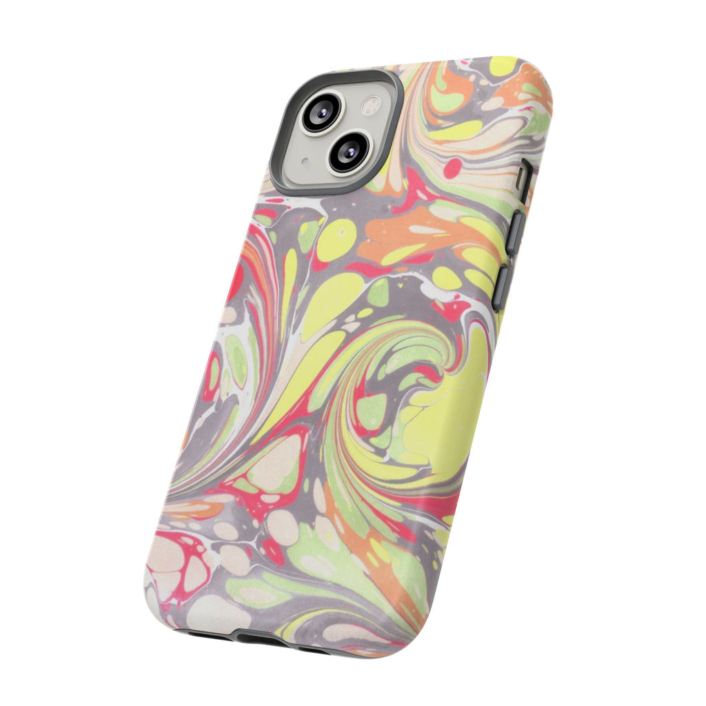 Yellow and Pink Swirl Marbled Italian Phone Case - Dual Layer - Matte or Glossy