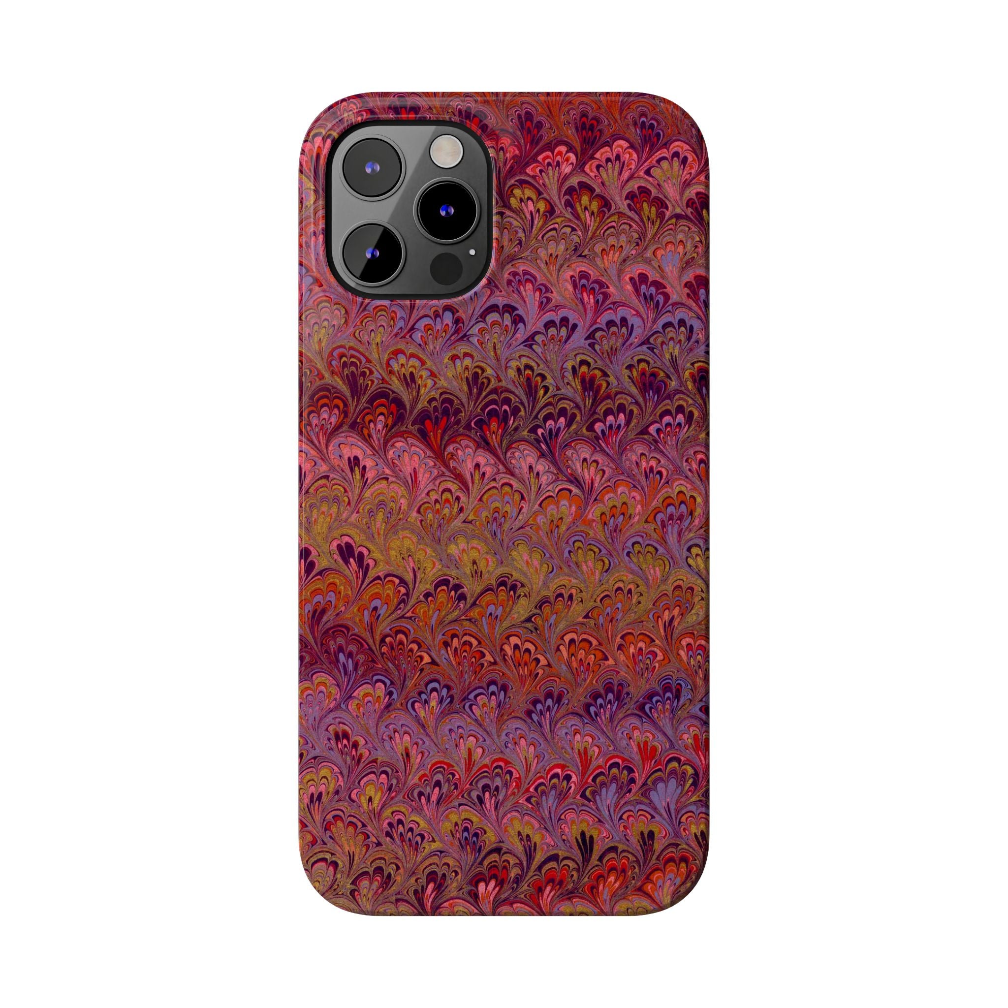 Reds, Lavenders, Marbled VIntage Design, Italian Feather Phone Case, Slim Phone Cases, IPHONE16 and all sizes