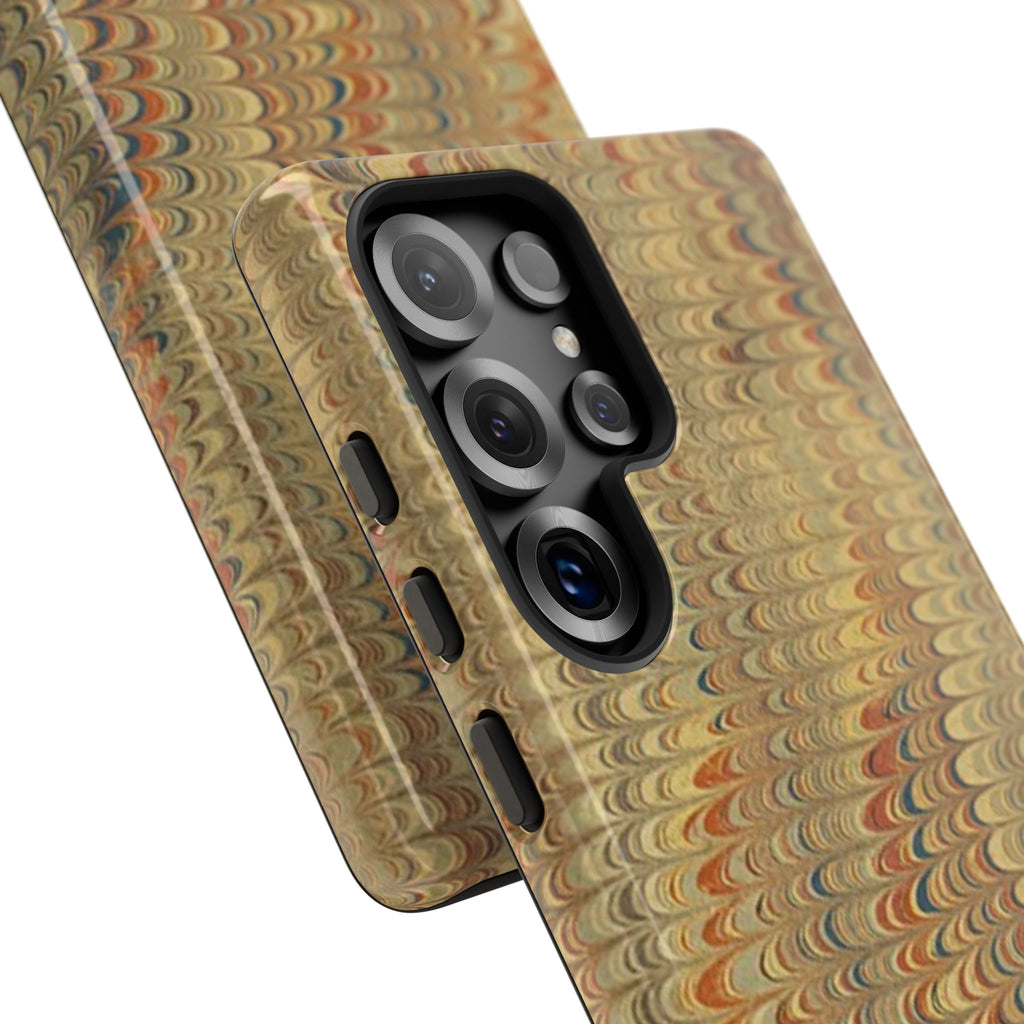 Beige and Blue Marbled Durable Phone Case - Dual Layer - Matte or Glossy