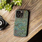 Green Marbled Peacock Durable Phone Case - Matte or Glossy