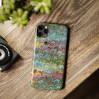 Phone Case with Design from Italy - Marbled "Peacock" Design, Green, Blue, Multi-Color Slim Phone Cases