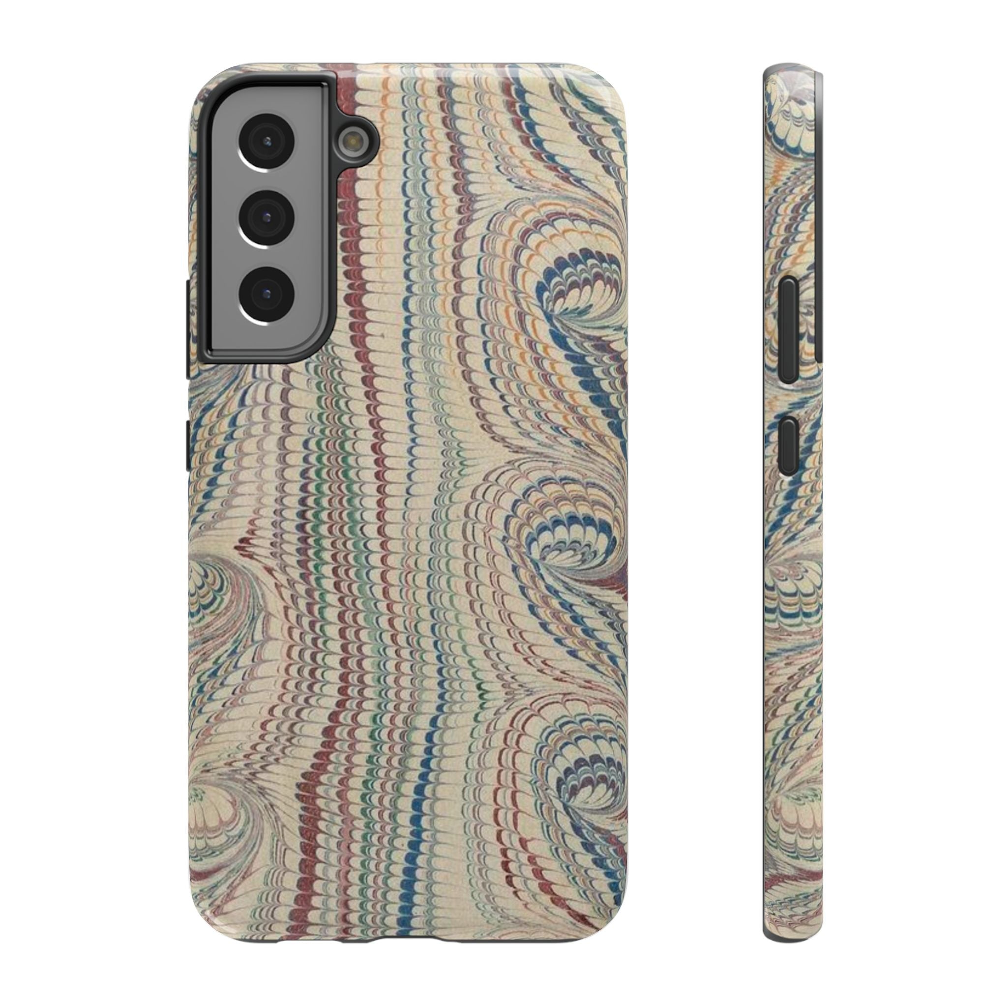 Italian Beige & Blue Marble Phone Case — Impact-Resistant Durable Case for Apple & Samsung