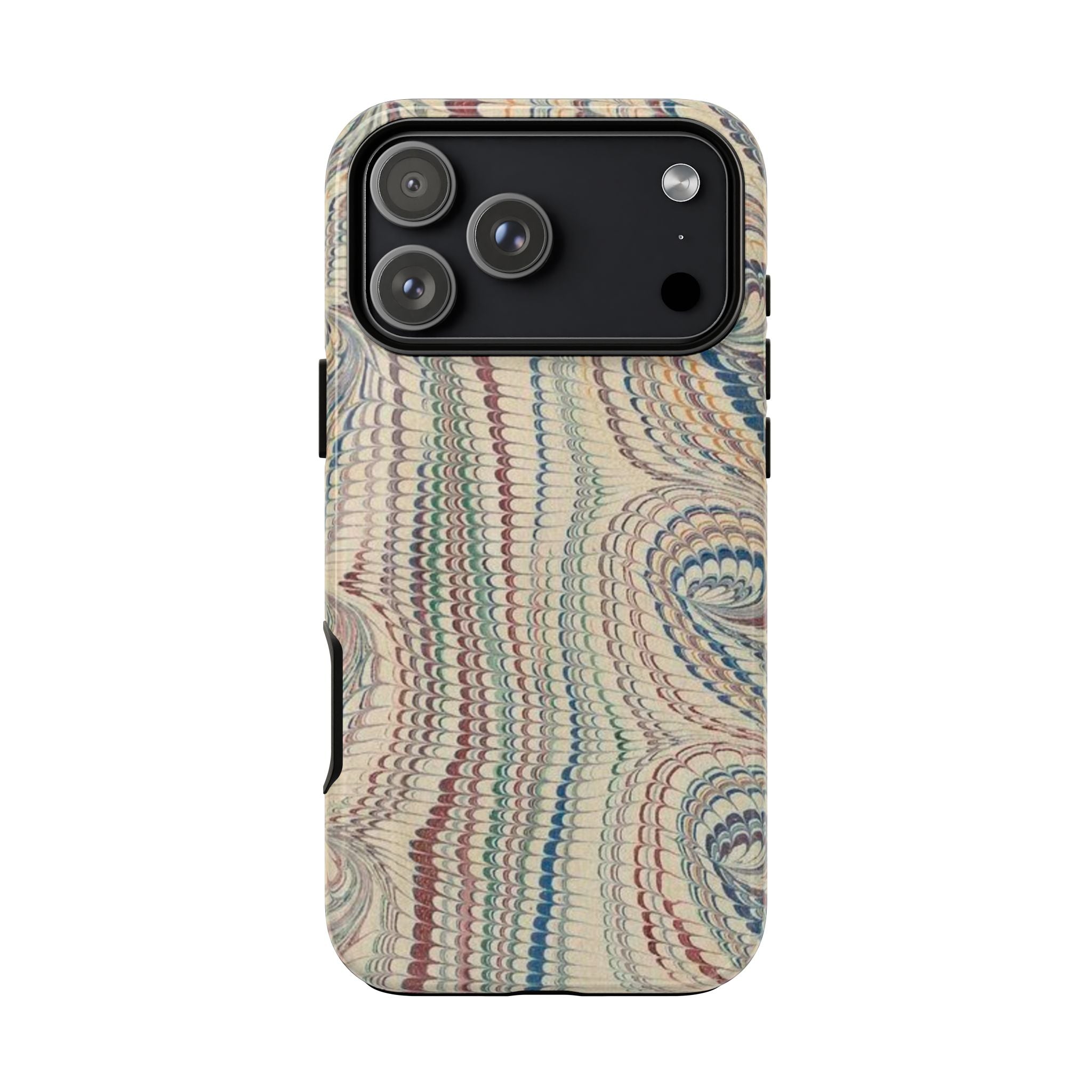 Beige Multi-Color Feather Vintage Italian Marble Design - Dual Layer Phone Cases