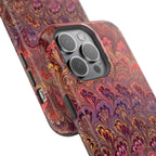 Mag Safe Marble iPhone Case - Red, Burgundy, Lavender & Gold Impact-Resistant