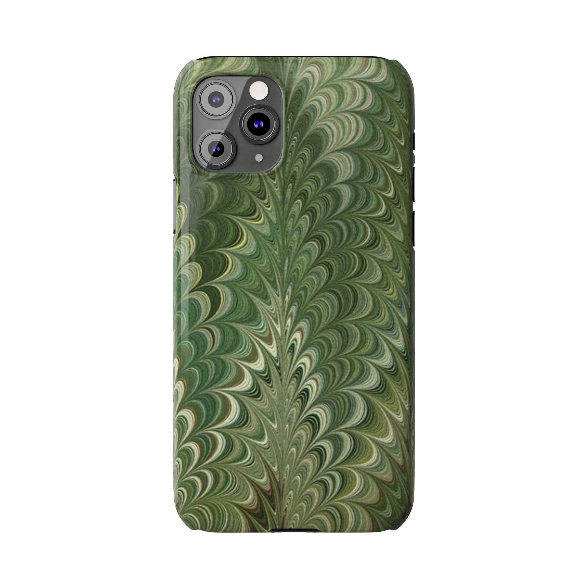 Deep Green Hues of Italian Hand-Painted, Vintage Marbled Paper from Italy Designed Phone Case, iPhone16 Case and all iPhone Cases