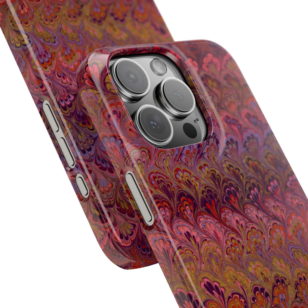 Reds, Lavenders, Marbled VIntage Design, Italian Feather Phone Case, Slim Phone Cases, IPHONE16 and all sizes