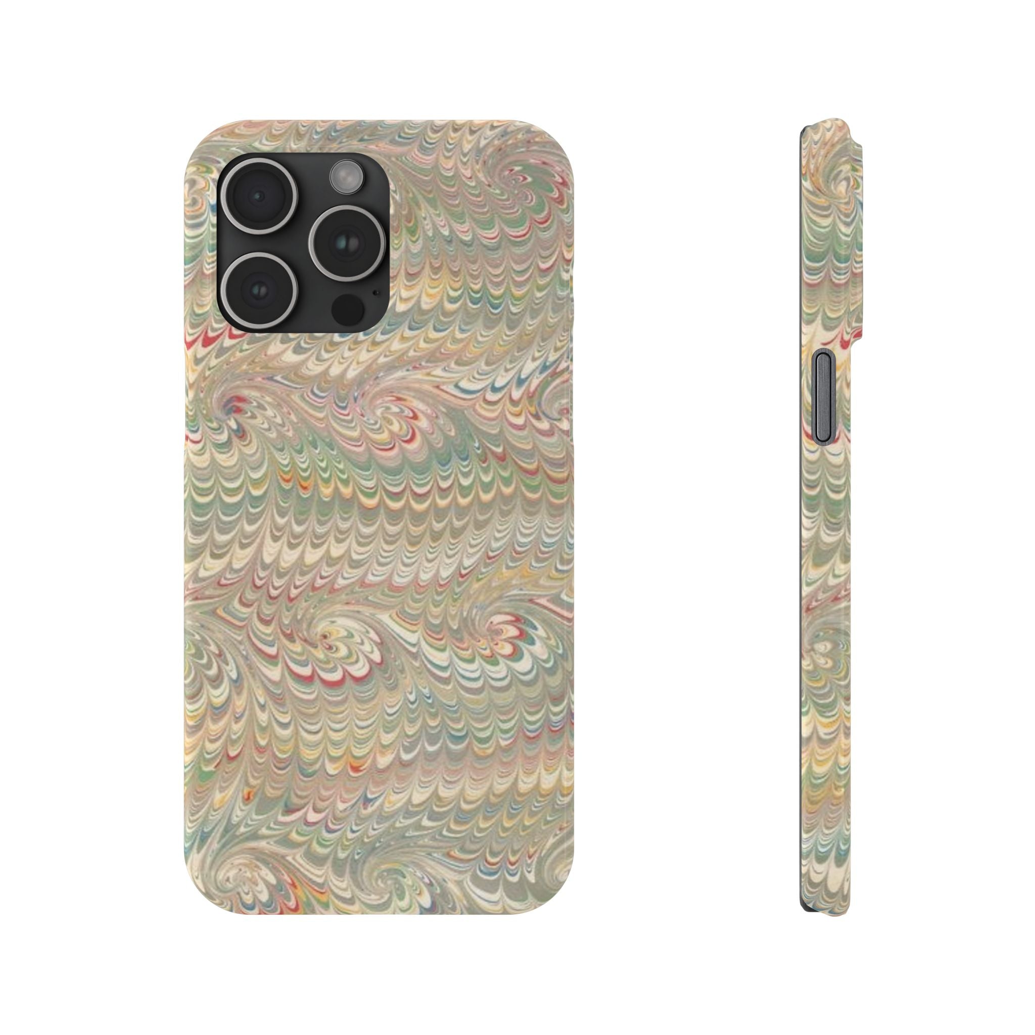 Beige Swirl Marbled Feather Phone Case