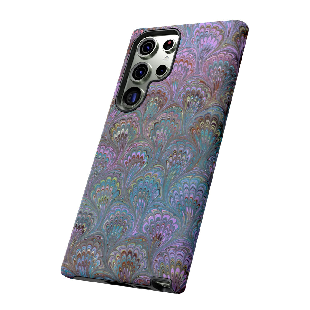 Lavender Marbled Peacock Durable Phone Case - Matte or Glossy
