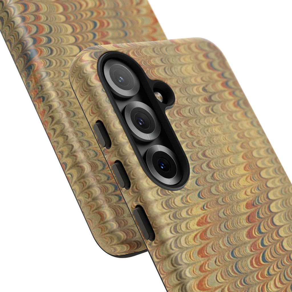 Beige and Blue Marbled Durable Phone Case - Dual Layer - Matte or Glossy