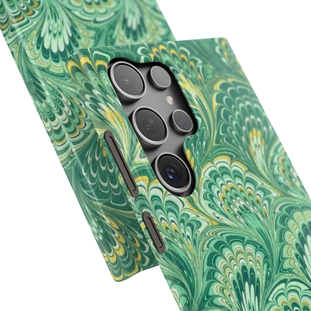 Marbled Feather Green Swirl - Single Layer Slim Phone Case