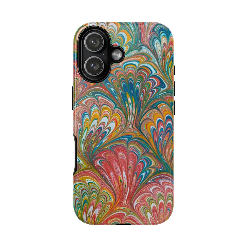 Red, Blue, and Green Marbled Italian Phone Case - Dual Layer - Matte or Glossy