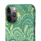 Marbled Feather Green Swirl - Single Layer Slim Phone Case