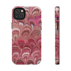 Pink Peacock Marble Italian Tough Phone Case — Durable Marbled Phone Case