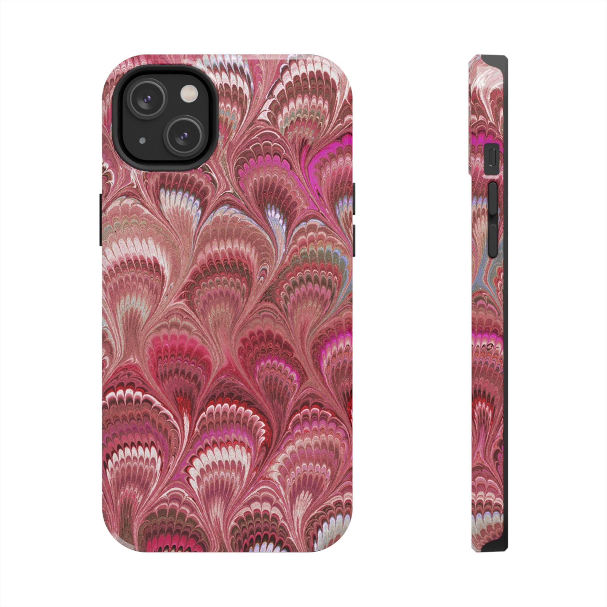 Pink Peacock Marble Italian Tough Phone Case — Durable Marbled Phone Case